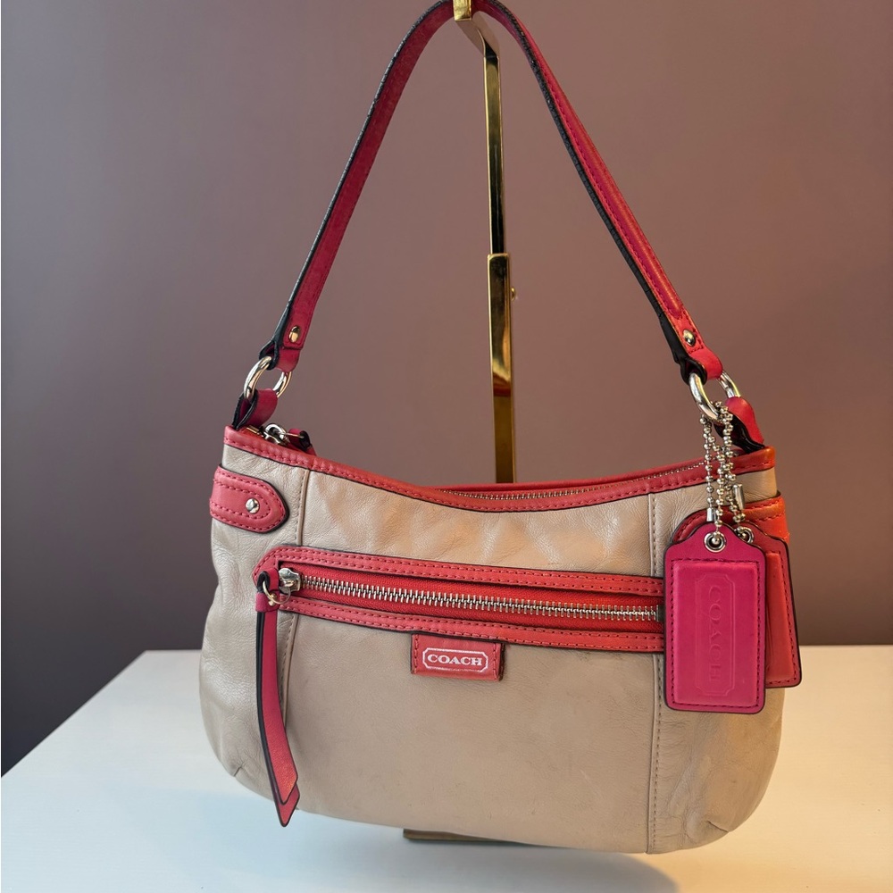 Coach Beige and Pink Shoulder Bag